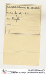 Etiketten zu Beryll (NHMW-MIN-Ay670)